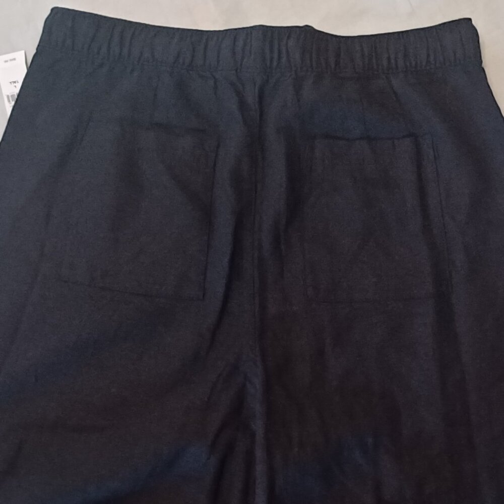 NWT GAP  Black Pull On Mid Rise Wide Leg Linen Pants Lightweight - Picture 11 of 14